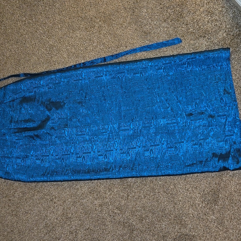 Thai Silk Wrap Skirt Blue  One size